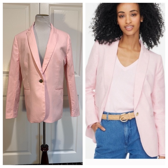 J Crew Factory Linen Blend One Button Blazer - Picture 1 of 7